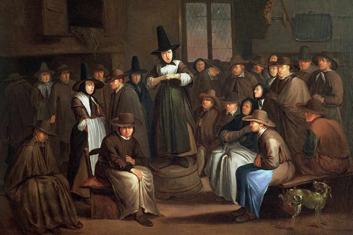 The Quaker Meeting Painting by Egbert van Heemskerk